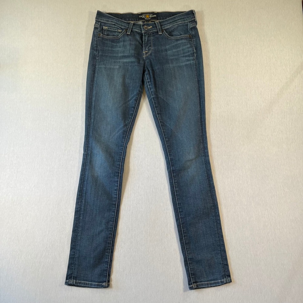 Lucky Brand Charlie Skinny Jeans 6 28 Roosevelt Wash Blue Stretch 30.5" Inseam